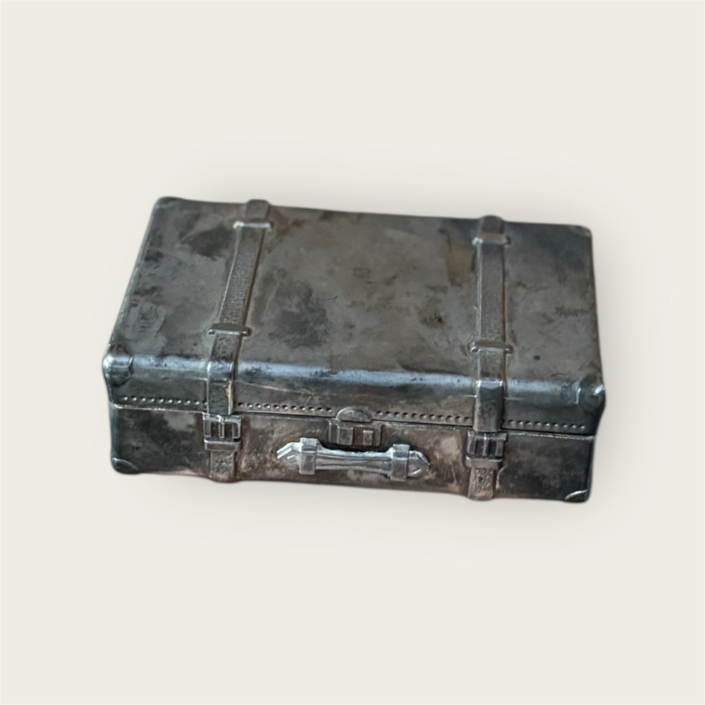 GODINGER 1991 silver plated Metal Suitcase Style Keepsake trinket box
